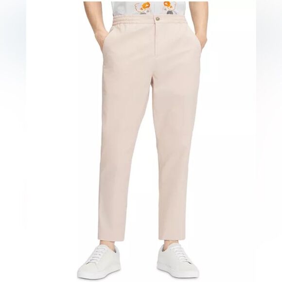 NWT Ted Baker Light Pink Cotton Pull-On Chino Trousers Sz 30 Pockets Drawstring - Picture 1 of 11
